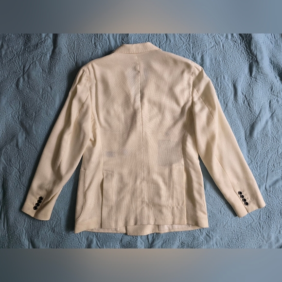 Peserico Men's Elegant Cream Wool/Silk/Linen Double Breasted Blazer - Picture 4 of 11